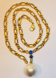 Cadena de oro 750 con zafiros y perla del Mar del Sur - Imagen 1 de 10