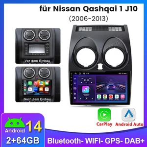 2+64GB Carplay Android 14 Autoradio GPS WIFI RDS Für Nissan Qashqai J10 2007-201 - Bild 1 von 13