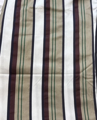 Tan White Maroon  Stripe Cotton Twill Decor Fabric Cranston BTY #19 - Image 1 of 4