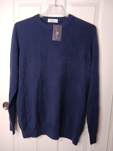 Cashmere Navy Blue Long SLV Crewneck Rib Bottom Lightweight Unisex 2X Golf NWT - Picture 1 of 10