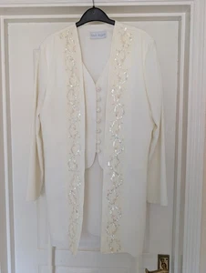 Mark Angelo Beaded Two Piece Suit Cream/Off-White size 14 - Picture 1 of 7