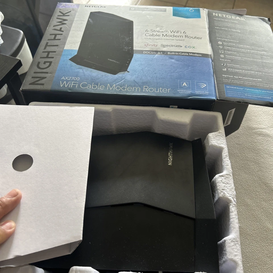 NETGEAR Nighthawk AX6 AX2700 Wi-Fi 6 Cable Modem Router NETGEAR Nighthawk Modem - Image 1 of 4