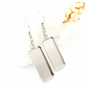 6 ganchos de bisel de cabujón para ajuste de base en blanco para pendientes rectangulares hágalo usted mismo - Imagen 1 de 3
