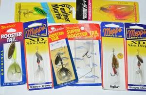 8 lures mepps aglia panther martin UV super rooster tail spinners assortment - Picture 1 of 6