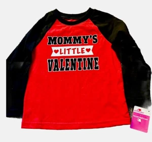 Valentine’s Day Unisex Long Sleeve Red Black Mommys Little Valentine T-Shirt 5T - Picture 1 of 5