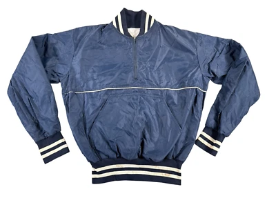 Jaqueta Anorak Vintage Feminina Azul Médio ILGWU Bolso Anos 80 Pulôver Quebra-Vento - Imagem 1 de 4
