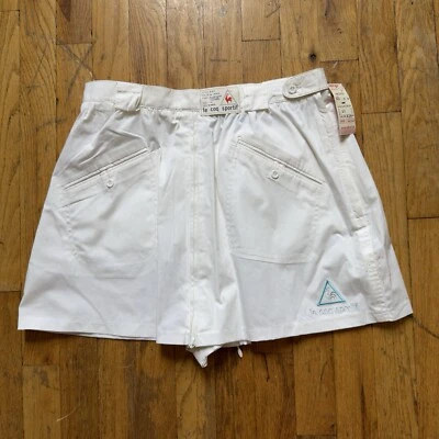 VINTAGE Le Coq Sportif Shorts Womens Size 12 White High Waist Summer Tennis Golf - Image 1 of 4