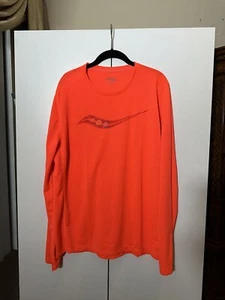 Mens Saucony Stopwatch Graphic Long Sleeve Running Size XL Bright Orange/Red NWT - Picture 1 of 3