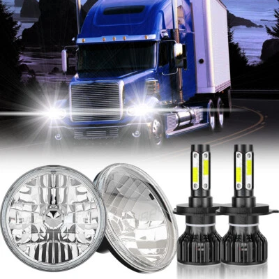 For Freightliner Century Class 7inch Round LED Headlights Hi/Lo Beam Light Pair - Image 1 of 4