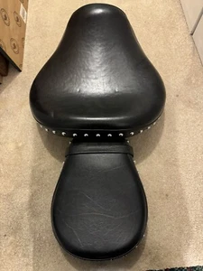 YAMAHA FRONT SEAT And Passenger Pillion BLACK LEATHER OEM #4WM-0097.11 STUDDED - Picture 1 of 5