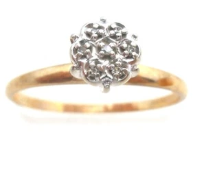 10k Yellow Gold Diamond Cluster Ring Size 6 Vintage Jewelry - Picture 1 of 12