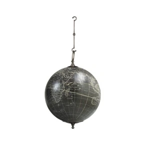Black Vaugondy French 1745 Hanging World Globe Pewter Hooks 13" Nautical Decor - Picture 1 of 1