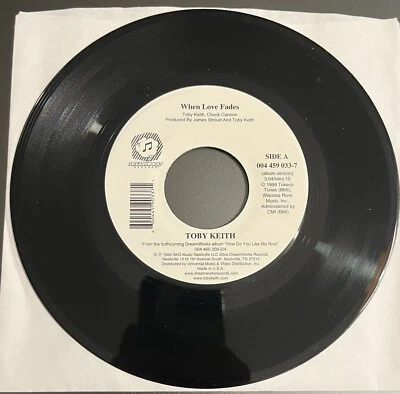 Toby Keith When Love Fades / When Country Comes To Town 45 RPM Record - Image 1 of 2