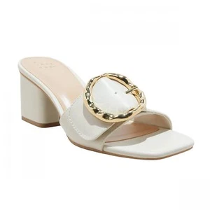 a New Day Womens Diana Buckle Mule Heels 89998799 Cream Off White 9.5M - Picture 1 of 12