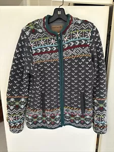 Laundromat Sweater Mens M Gray Fair Isle Wool Heavyweight Knit Zip Cardigan - Picture 1 of 5