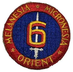 Original WWII U.S. USMC 6th Marine Division Color Cut Edge Patch No Glow Wavy WB - Picture 1 of 4