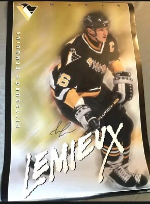 "PÓSTER FIRMADO POR MARIO LEMIEUX 24""X36"" CON CERTIFICADO DE AUTENTICIDAD AUTOMÁTICO" Foto 1 de 3