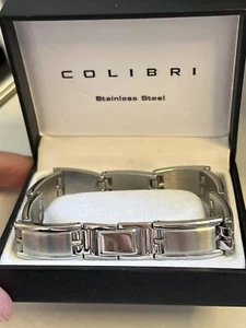 "Nuevo brazalete de eslabones de acero inoxidable Colibrí 9"" nuevo en caja" - Imagen 1 de 5
