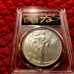 2021 $1 Silver Eagle T1 FDOI PCGS MS70 Thomas Cleveland +2012 W PCGS MS70 - Picture 1 of 3