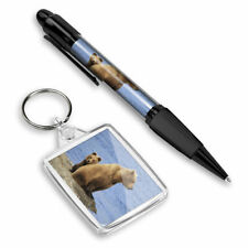 Pen & Keyring (Rectangle) - Cute Brown Bear Cub Mother  #14282