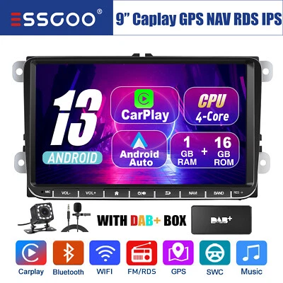 9" Autoradio DAB+ Android 13 GPS Nav Kam Mik Für VW GOLF 5 6 Passat B6 B7 Touran - Bild 1 von 4