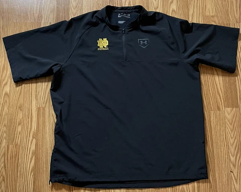 Notre Dame Football Team Issued Under Armour 1/4 Zip Jacket Size 2XL Black Cover