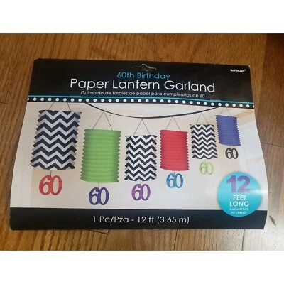 60th Birthday Party Paper Lantern Garland - Image 1 of 3