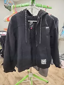 ECKO UNLTD Sherpa-lined Hoodie Jacket Black Small Vtg Y2K - Picture 1 of 9