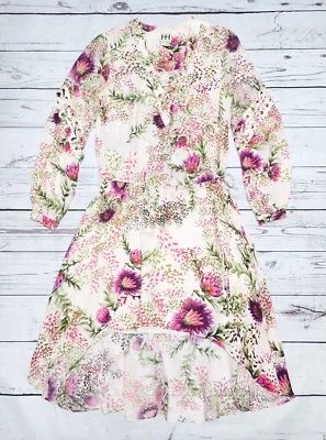 Haute Hippie Women’s Silk Floral Beach Boho Dress Blue Hi-Low Tie Waist Size S - Image 1 of 4