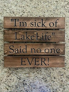 CARVED LAKE LIFE SIGN USA Handcrafted Cedar wood pallet - Picture 1 of 8