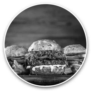 2 x Vinyl Stickers 20cm (bw) - Gourmet Burger Food Tasty  #38600 - Afbeelding 1 van 8