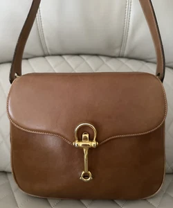 RARE GUCCI * MOD.BREV 80s Tan Color Leather Horsebit Shoulder Bag Made In Italy - Picture 1 of 24