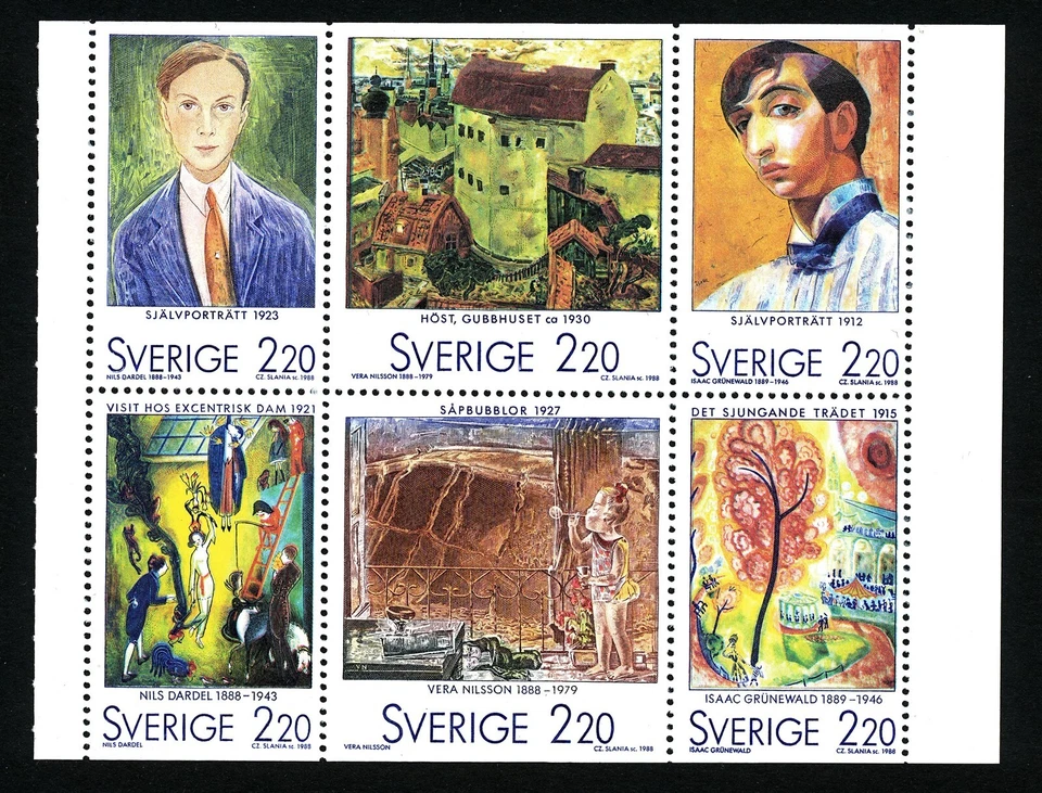 Sweden 1988 cpl booklet pane Swedish Artists in Paris. Engraved by Slania. M - Image 1 of 1