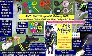 WATERPROOF STRONG 'FLHexi GRIP' Long Line Tracking Lead K9 Freedom Safety Hi-Vis - Picture 1 of 52