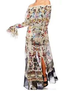 Camilla Dress Size XS (AU 8/US 4) "Raise Your Glass" Drop Shoulder 100% Silk - Foto 1 di 18