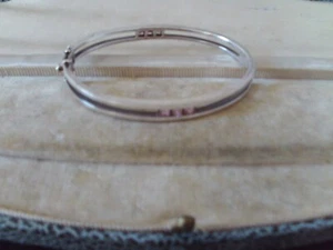 925 Silver Hinged Bangle stamped G b/ham 925 pink unknown stones (18.34g) - Picture 1 of 6