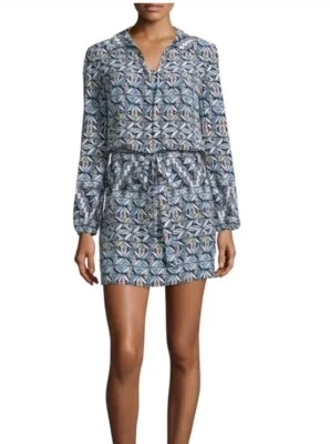 Vestido Camisa Tory Burch Riviera Azul Acoma Seda L/S Sobre la Rodilla Cuello Mujeres 10 Foto 1 de 4