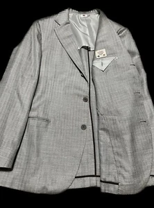 LUIGI BORRELLI - 42 R - Gray Beige Wool/Silk/Linen Blazer Sport Coat Luxury - Picture 1 of 11