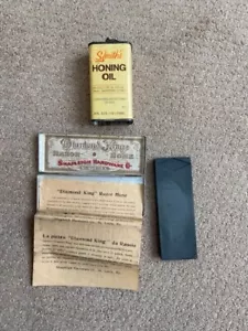 Vintage Diamond King Razor Hone & Smith's Honing Oil Shapleigh Hardware Co - Picture 1 of 4