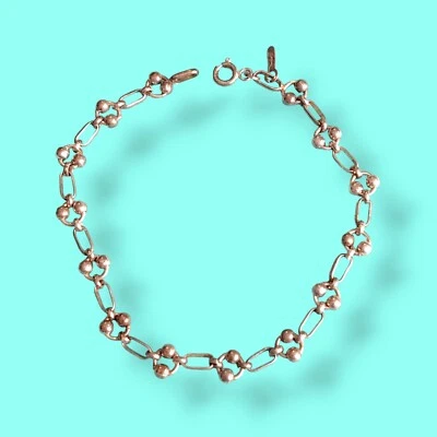 Pulsera modernista vintage firmada de plata esterlina de la India bolas circulares de 8 pulgadas  Foto 1 de 4