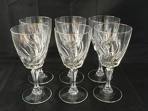 GORGEOUS WAVY LOT 6 FRANCE SIGNED WINE GOBLETS GLASSES 6.75" EXC COND - Picture 1 of 9