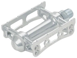 MKS Sylvan Track Cage Platform Pedals 9/16" Chromoly Axle Aluminum Body Silver - Picture 1 of 1