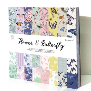 48 Sheets 12x12 Multicolored Cardstock Paper Pad - Flower & Butterfly Designs... - Bild 1 von 8
