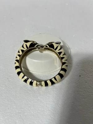 Stella & Dot Zebra Enamel Hinged Double Headed Kissing Bangle Bracelet - Image 1 of 4