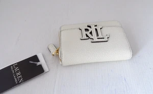 NUEVO CON ETIQUETAS Auténtica Cartera Ralph Lauren Blanca Logo Cuero Para Mujer Pequeña con Cremallera - Imagen 1 de 9