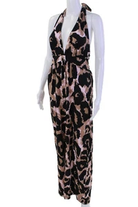 Diane Von Furstenberg Jumpsuit Womens XS Animal Print Halter Wide Leg Target New - Picture 1 of 13