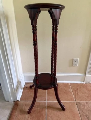 "Mesa auxiliar de exhibición de pedestal torcido de cebada de colección 2 niveles 38""" Foto 1 de 4