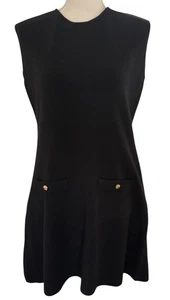 CHRISTIAN LACROIX Sleeveless Midi Dress Black Gold Buttons Size Large NWT - Picture 1 of 9