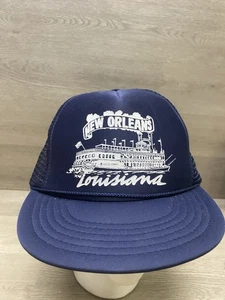 De colección New Orleans Louisiana Riverboat NOLA Trucker Snap Back Sombrero Azul Marino Malla - Imagen 1 de 9