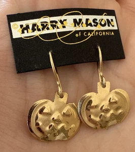 SELTENE Harry Mason JACK O LATERNE KÜRBIS 14K Gold gefüllt Ohrhänger NEU - Bild 1 von 8
